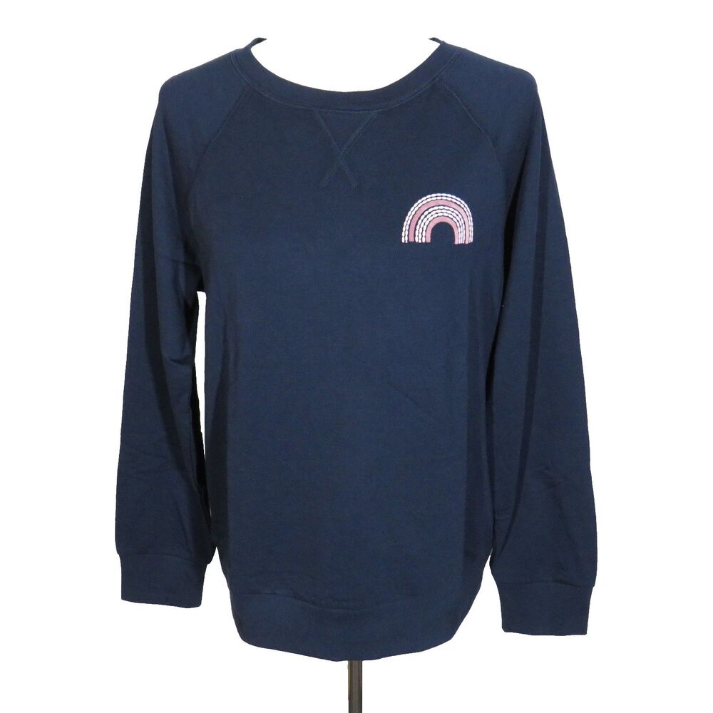Lacey Chabert Navy French Terry Lilac Rainbow Graphic Sweatshirt Size Medium